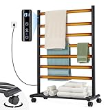 GROWNEER Upgraded Heated Towel Rack, 7 Bars Towel Warmer Rack, Wall Mounted & Freestanding Towel Warmer for Bathroom, Timer & Temperature Multi-Level Adjustments, Overheating Protection (Black)