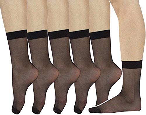 Image of ToBeInStyle Women's Pack of 6 Trendy Sheer Nylon Crew Sock Stockings