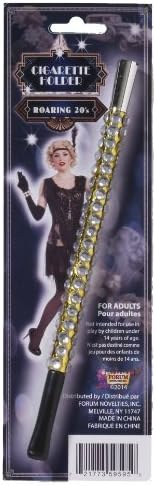 Forum Novelties Women's Vintage Hollywood Look Jeweled Cigarette Holder Costume Accessory, Black/Silver, One Size