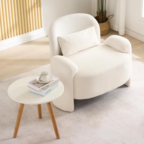 Image of LOULENS Accent Chair, Linen Fabric Lounge Armchair, Beige