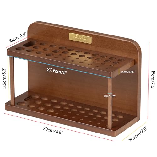 MEEDEN PRO Paint Brush Holder: 39 Holes Wooden Paint Brush Organizer for Artist - Wood Pencil Holder for Paintbrushes, Pens and Art Tools - Paint Brush Stand Storage Rack for Desk, Arts and Crafts