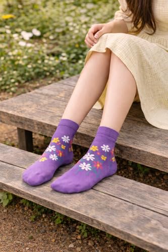Image of THELA GAADI 100% Combed Cotton Funky Printed Socks for Girls & Women, Cute & Quirky Low Cut Ankle Length Socks, Odour Free, Breathable, Free Size, Pack of 2 Pairs