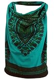 GURU SHOP Goa Top, Dashiki Psytrance Neckholder Top - Petrol, Damen, Size:M/L (38/40)