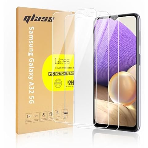 QoeCycth 3 Pack Tempered Glass Screen Protector Applicable for Samsung Galaxy A325G 6.5Inch, Support Fingerprint ID Friendly Tempered Glass Screen Protective, HD Clear Scratch Resistant Suitable Cover