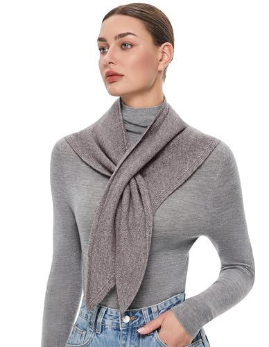 PULI Women's Luxury 100% Wool Triangle Scarf Warm Neck Head Shawl Wraps Winter Fashion Accessories Gift Package