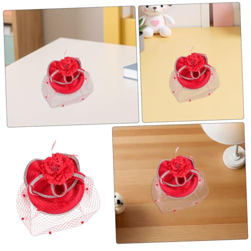 Fascinateur rouge mariage clip solide coiffure robe de fête - 3