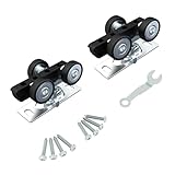 JUBEST Pocket Door Rollers Assembly, Commercial Grade Sliding Door Rollers Replacement, Top Mounted Pocket Door Hangers, 2 Pack
