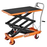 SPECRAFT 770lbs Hydraulic Lift Cart, 59' Height Double Scissor Table with 4 Wheels & Non-Slip Pad, Material...