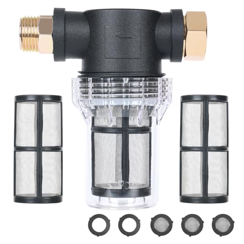 STYDDI in-line Garden Hose Water Filter for Well Water Line Hose Water Sediment Filter Attachment with 100 Mesh Screen for Washing Machine Pressure Washer Pump Water Stystem Outdoor Spigots
