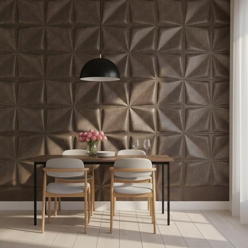 Image of Kayra Decor PVC Panel for Wall Bloom Design, Magnum Brown Color 19.7 inch x 19.7 inch (Pack of 18) - Covers 48.51 Sq. Ft.