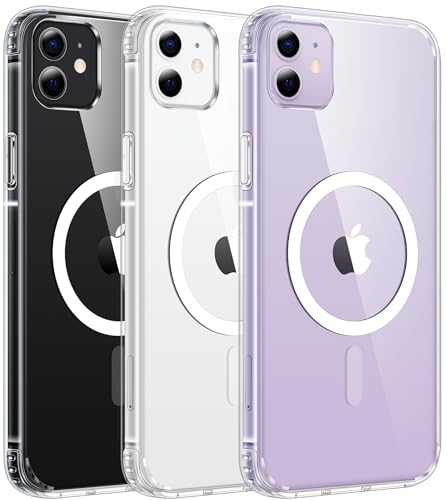 FNTCASE for iPhone 11 Case Clear: Magnetic Phone Cases Compatible with Magsafe Slim Anti Yellowing Rugged Shockproof Protective Transparent Cell Cover (A-Clear)