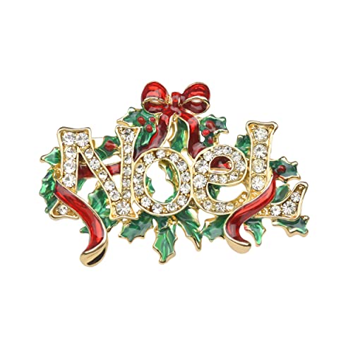 Lauren-Spencer Christmas Brooch Pin For Women Girls Crystal Rhinestone Brooches And Pins Colorful Enamel Cute Deer Cat Bird Snowflake Bells Brooch Pins Fashion Christmas Jewelry Holiday Gifts (Noel Garland) #TOP26