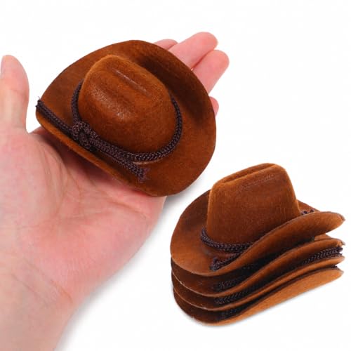 Chapeaux de cowboy occidentaux miniatures SUPVOX pour poupées et loisirs créatifs x4