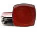 Gibson Home Soho Lounge 10.5" Square Dinner Plates, Red, Set of 8