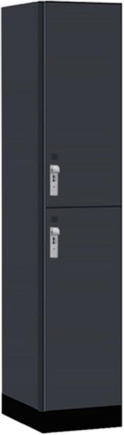 Salsbury 15" Wide Premier Wood Locker-Double Tier-1 Wide-6 Feet High-21 Deep-Carbon Mesh-Silver Hasps