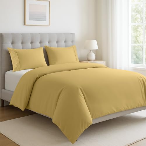 LANE LINEN Double Duvet Cover Set Cocoon - 100% Organic Cotton Bedding 200x200cm, Soft Breathable 3 Piece with Button Closure, 2 Pillow Cases Included, Comforter Not Included