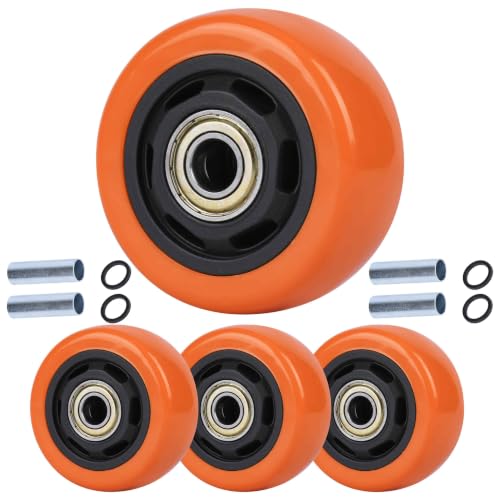 3" Caster Replacement Wheels Heavy Duty Polyurethane 4 Pack Orange