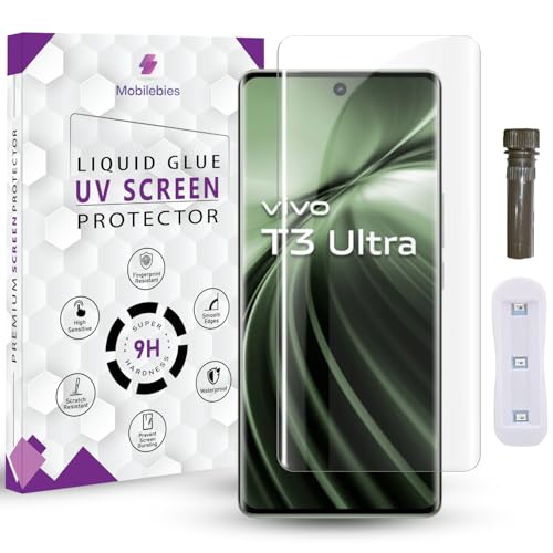Image of Advanced HD+ UV Tempered Glass Screen Protector For Vivo T3 Ultra (6.78 Inch, Pack of 1) Full Adhesive UV Curved Screen Guard, Case Friendly with installation kit