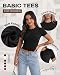 GAYHAY Haze Dark Blue Womens Basic T Shirts Crew Neck Short Sleeve Slim Fitted Tees Y2K Cute Trendy Summer Crop Tops for Women Teen 2026