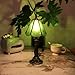 MQYXH Small Tiffany Table Lamp Grass Green Rippled Stained Glass Desk Lamps 6X6X14 Inch Bronze Resin Base Antique Mini Accent Light