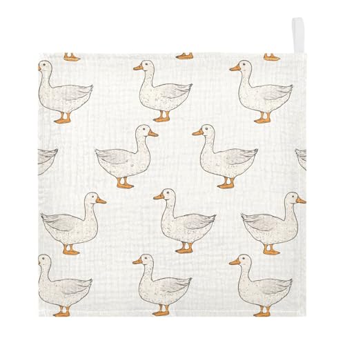 Image of vvfelixl Coquette Duck Baby Burp Cloths Baby Muslin Washcloths for Boys Girls Cotton Babys Face Towel for Newborn Infants Soft and Absorbent 11.8 X 11.8 in, 5 Pack