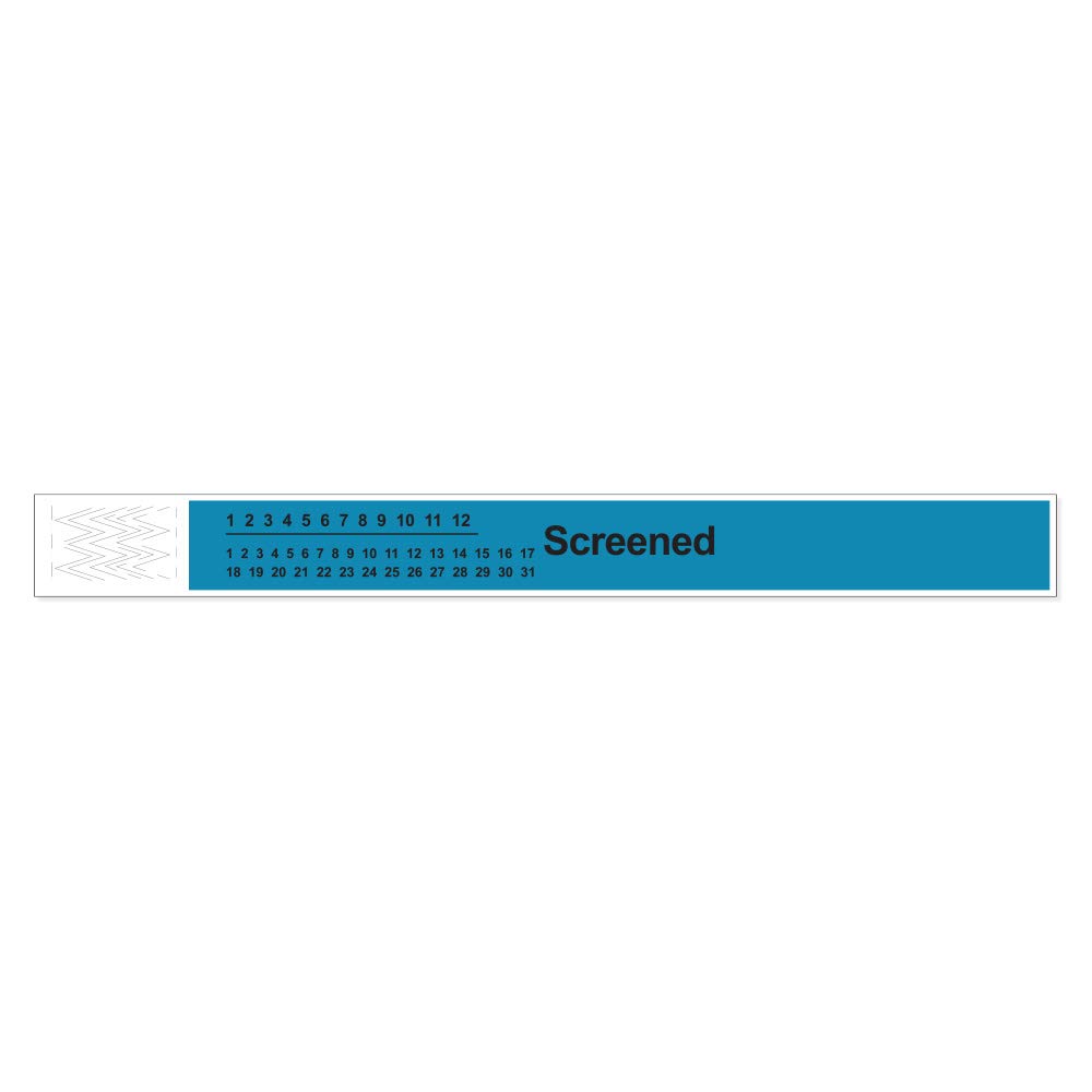 PDC Healthcare 3050C-67-PDR Short Stay Tyvek Pre-Printed "Screened" Wristband