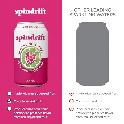 Spindrift Raspberry Lime Sparkling Water, 12 Fl. Oz. Cans (Pack of 8)