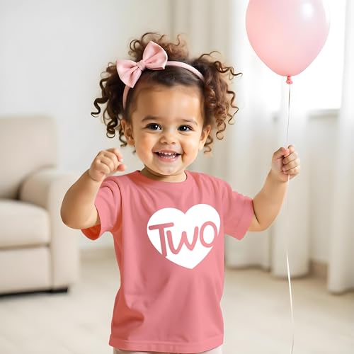 2nd Birthday Shirts Girls Heart Toddler Girl Outfit 2 Year Old Shirt Two Happy Bday Second Gift tee2