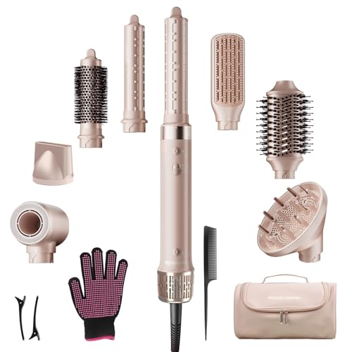 Mythsight StyleVibe 8-in-1 Airstyler mit Diffusor-Haartrockner, automatischen Lockenwicklern (L/R), Thermobürste, Reisetasche für schnelles Trocknen, frizzfreies Volumen und glatte Föhnfrisuren