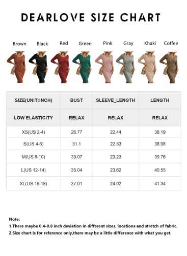Dearlove Women's Casual Long Sleeve Crew Neck Cable Knit Pullover Sweater Dress Bodycon Pencil Midi Dress Knee Length Grey L 12 14 #TOP5