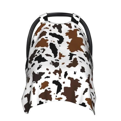 Image of Cow Skin Baby Car Seat Canopy Cover Multi Use Nursing Cover for Newborn Car Seat Canopy Mom Nursing Breastfeeding Covers Newborn Shower Gift