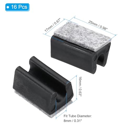 Cubierta de pata de silla rectangular PATIKIL de 8mm con fieltro negro, pack de 16 piezas 3