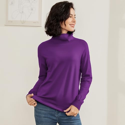 Women's Turtleneck Sweater Long Sleeve Lightweight Pullover Knit Tops2