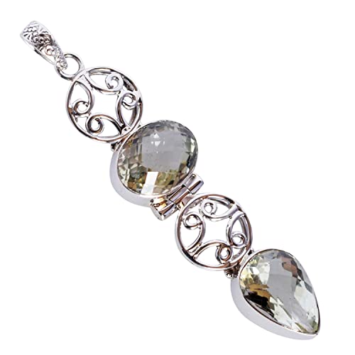 Pendentif améthyste verte collier argent sterling 925 véritable 45cm