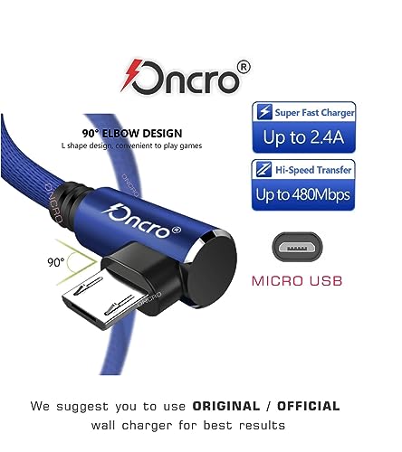 Image of Fast charging short micro usb cable blue nylon braided 25cm power bank wire unbreakable 20w 480mbps data sync android phone samsung kindle ps4 tv stick raspberry pi chromecast tablet cord