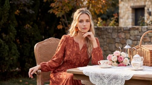 Kate Kasin Womens Long Sleeve Maxi Fall Wedding Guest Dresses with Pockets - Image 3