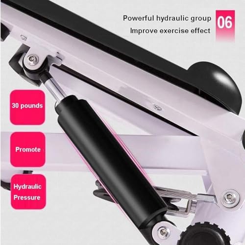 Image of Mini-Stepper Swing Stepper with Handlebars - Fitness Pedal Machine LCD Monitor, Hydraulic Resistance & Foot Massage for Home Workout(Pink)