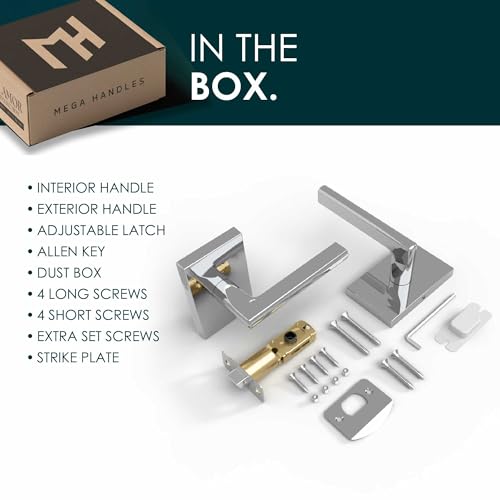 Image of Mega Handles Glamor Passage Lever, Door Handle Set for Hallway, Closet and Bathroom, Reversible Heavy Duty Door Levers, Fits All Standard Door Sizes, Screws Included - Polished Chrome (1 Pack)