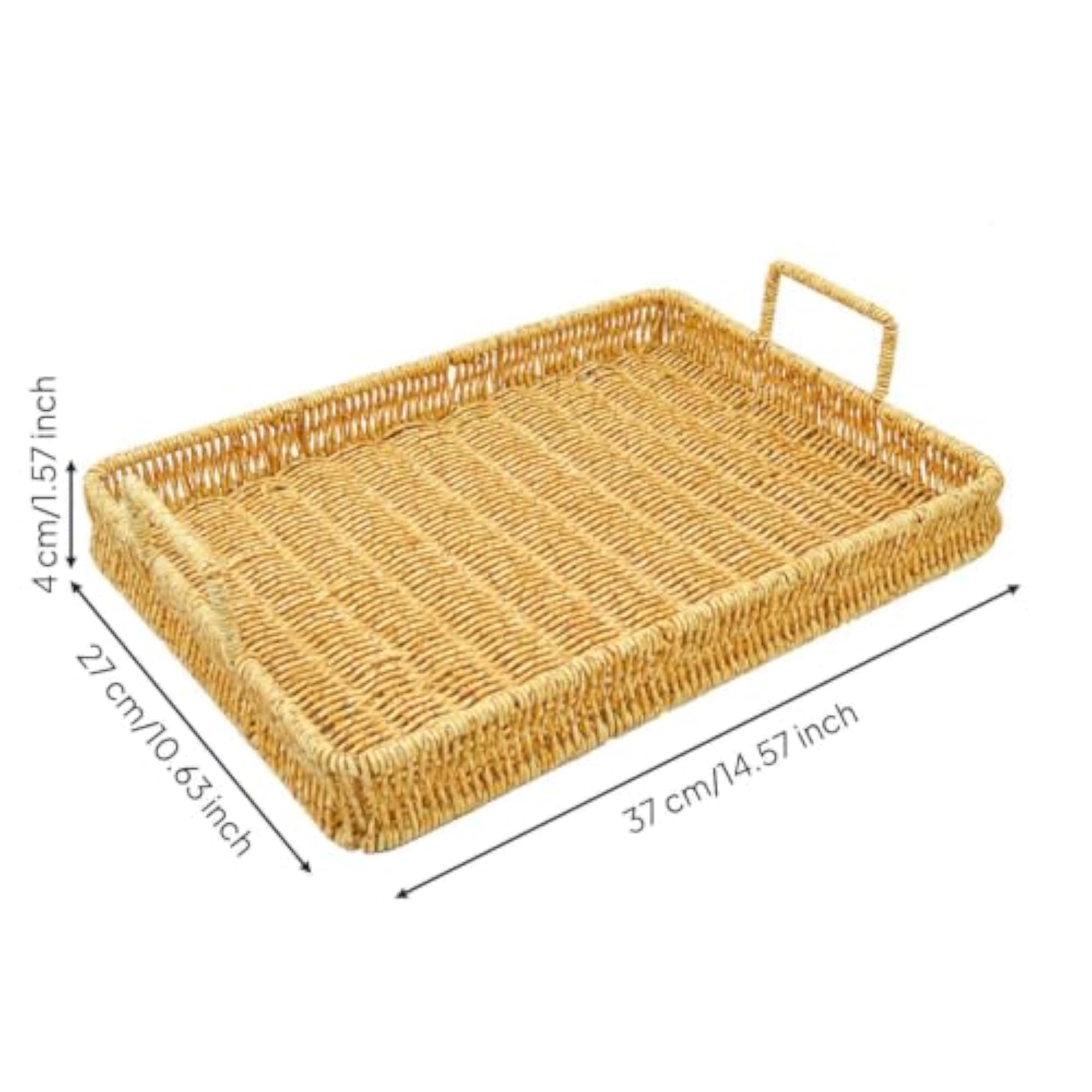 Wicker Serving Basket with Handles for Breakfast and Dining