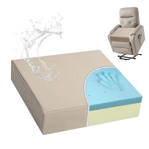 Shinnwa Gel Memory Foam Recliner Cushion for Elderly, Waterproof Faux Leather Seat Cushion,...