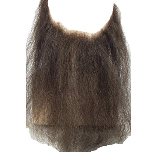 10" Long Full Face Beard Color Black - Lacey Wigs Human Hair Mens Duck Dynasty Hand-Made Fake Facial Biker Amish Bundle with MaxWigs Hairloss Booklet