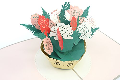 Poplife Flower Basket Pop Up Mother's Day Card - 3D Anniversary, Pop Up Birthday Card, Thank You, Congratulations, Valentine's - For Mom, For Daughter, For Wife, For Grandma, For Stepmom #TOP1