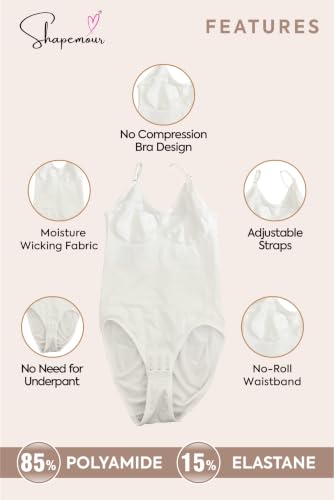 Image of SHAPEMOUR Thong Bodysuit for Women, Slimming Design Shapewear for Women, Tummy Control Body Shaper with Silicone Grip, No Steel Bones for All Day Comfort, Seamless Sculpting Bodyshaper