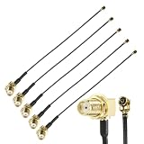 sourcing map SMA auf U.F.L1 Koaxialkabel, 4in / 10 cm, SMA-Buchse rechtwinklig auf UFL-Pigtail-Verlängerung, 1,13 mm, verlustarmes Koaxialkabel für kabellose Router, Antenne, 5 Stück