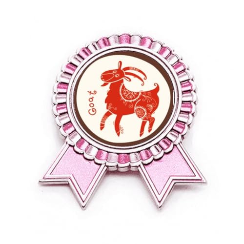 Broche rose Year of Sheep en métal taille M à offrir pour les passionnés de Chine