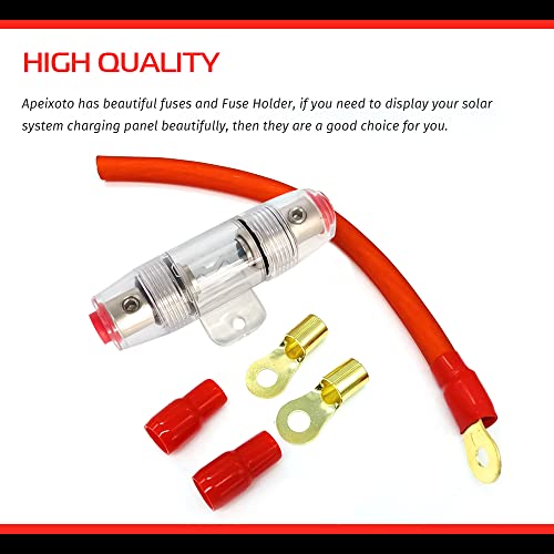 Apeixoto 100A Agu Fuse Holder With 1Ft 8 Gauge Awg Wire 99.9% Oxygen-Free Copper And O-Ring Copper Terminal For Car Audio Protection 100A #TOP2