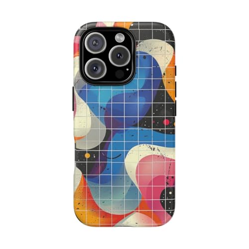 Coque iPhone 16 Pro motif abstrait coloré rigide mate multicolore