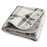 [ATOKAZO] ひざ掛け 4way ブランケット 着る毛布 ボタン付き あったか フランネル 吸湿発熱 防寒対策 静電気防止 洗える ハーフケット 肩掛け 膝掛け 腰巻きスカート 軽量 アウトドア オールシーズン（ホワイト，80X130cm）