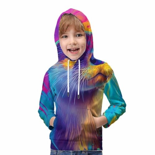 Sweat à capuche loutre enfant 8-10 ans coloré à manches longues