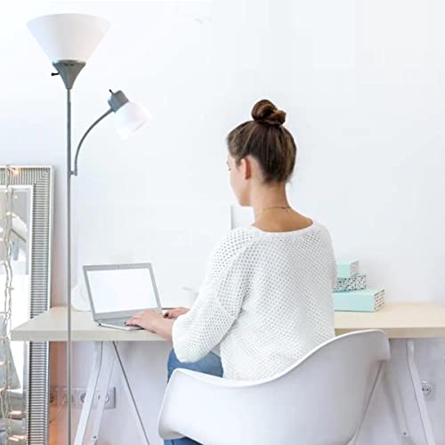 Luminária Chão 1,80m Articulada Dupla Duas Lâmpadas Pedestal Coluna Gimpo PF2-04 PAI Cor: Prata